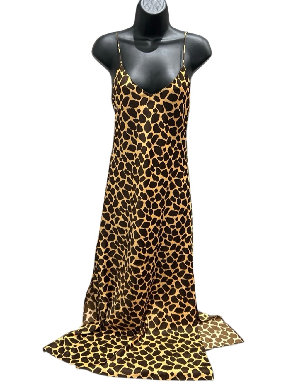 ASOS Design satin slip maxi dress giraffe animal print Size 4